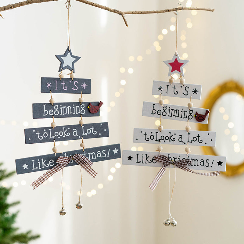 Wooden Pendant Wall Hanging Ornaments for Christmas Tree and New Year Party Decorations, Bulk Set