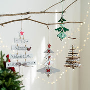 Wooden Pendant Wall Hanging Ornaments for Christmas Tree and New Year Party Decorations, Bulk Set
