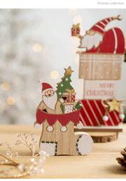 Wooden Christmas Tabletop Decorations Bulk Set for Home Office Party Centerpieces