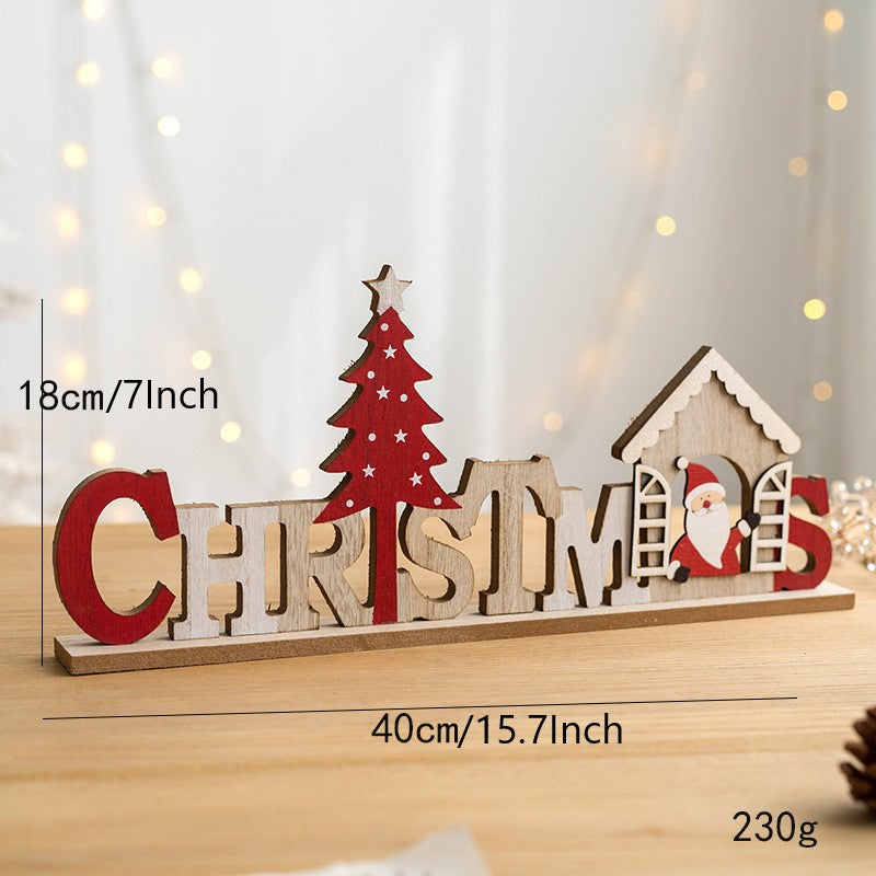 Wooden Christmas Tabletop Decorations Bulk Set for Home Office Party Centerpieces