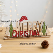 Wooden Christmas Tabletop Decorations Bulk Set for Home Office Party Centerpieces