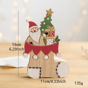Wooden Christmas Tabletop Decorations Bulk Set for Home Office Party Centerpieces