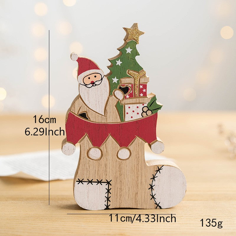 Wooden Christmas Tabletop Decorations Bulk Set for Home Office Party Centerpieces
