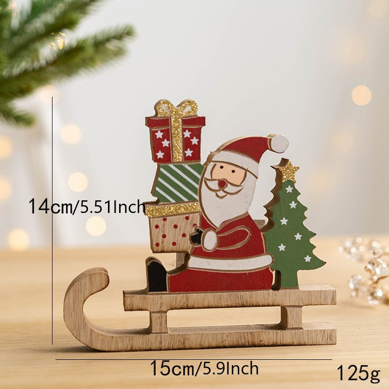 Wooden Christmas Tabletop Decorations Bulk Set for Home Office Party Centerpieces