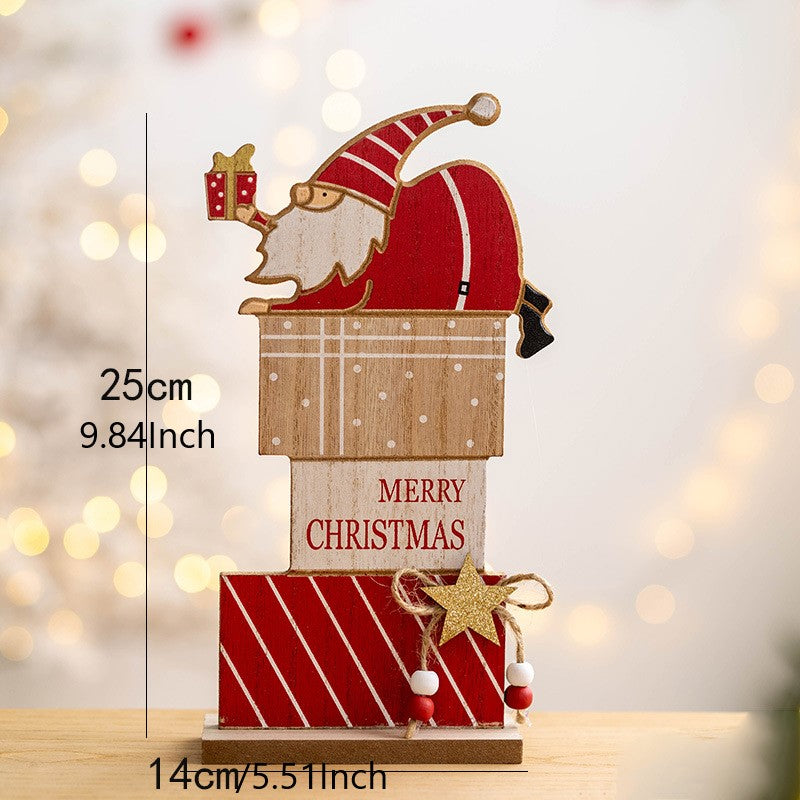 Wooden Christmas Tabletop Decorations Bulk Set for Home Office Party Centerpieces