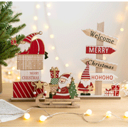 Wooden Christmas Tabletop Decorations Bulk Set for Home Office Party Centerpieces