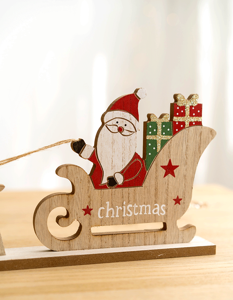 Wooden Christmas Tabletop Decorations Bulk Set for Home Office Party Centerpieces