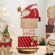 Wooden Christmas Tabletop Decorations Bulk Set for Home Office Party Centerpieces