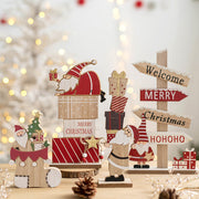 Wooden Christmas Tabletop Decorations Bulk Set for Home Office Party Centerpieces