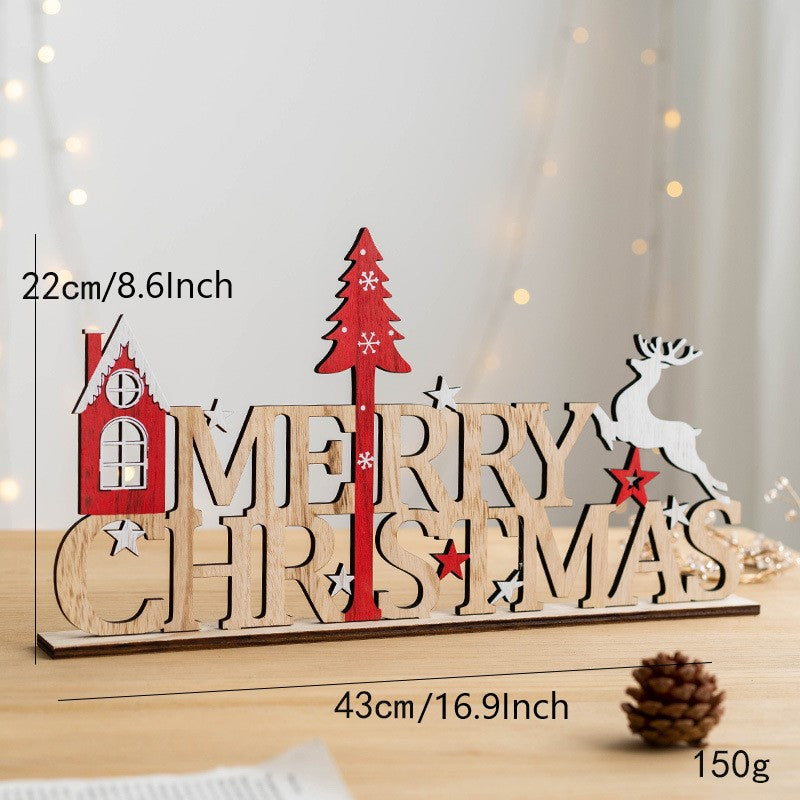Wooden Christmas Tabletop Decorations Bulk Set for Home Office Party Centerpieces