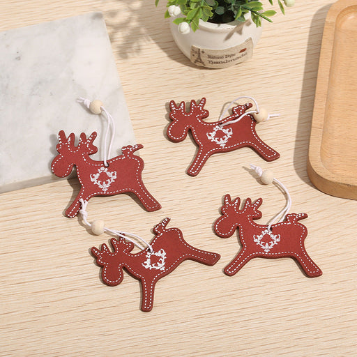 Wooden Christmas Tree Ornaments Set with Elk, Snowflake, and Gloves Designs – Bulk Decorative Holiday Supplies