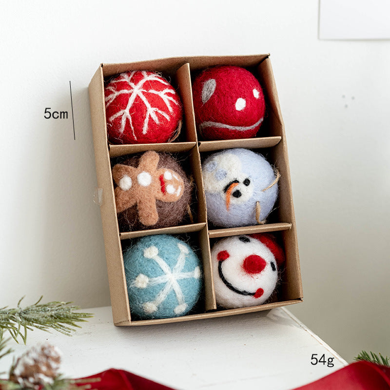 Snowman Wool Felt Ball Pom Poms Hanging Ornaments for Christmas Tree Holiday Decor, Bulk Quantity
