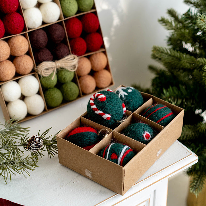 Snowman Wool Felt Ball Pom Poms Hanging Ornaments for Christmas Tree Holiday Decor, Bulk Quantity