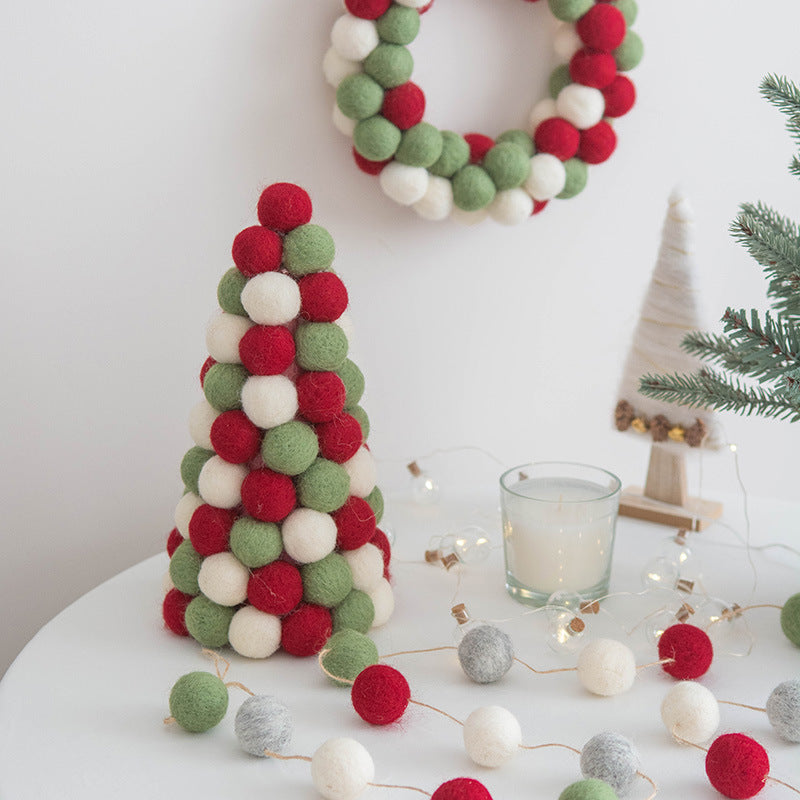 Bulk Wool Felt Christmas Tree Ornaments 20 Pcs Pom Pom Garland Balls Hanging Wreath Decorations