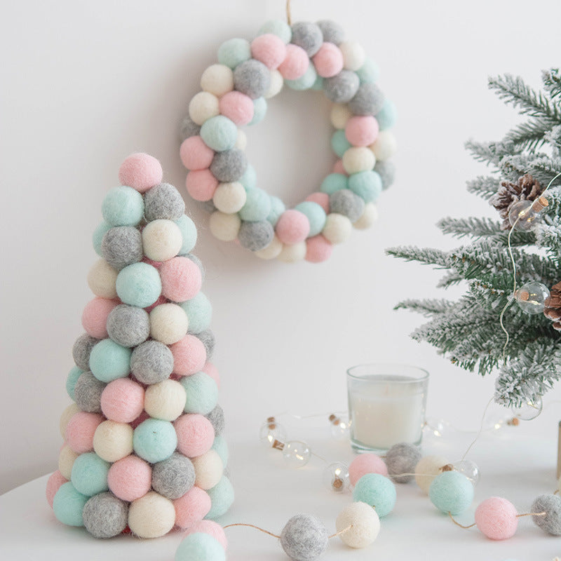 Bulk Wool Felt Christmas Tree Ornaments 20 Pcs Pom Pom Garland Balls Hanging Wreath Decorations