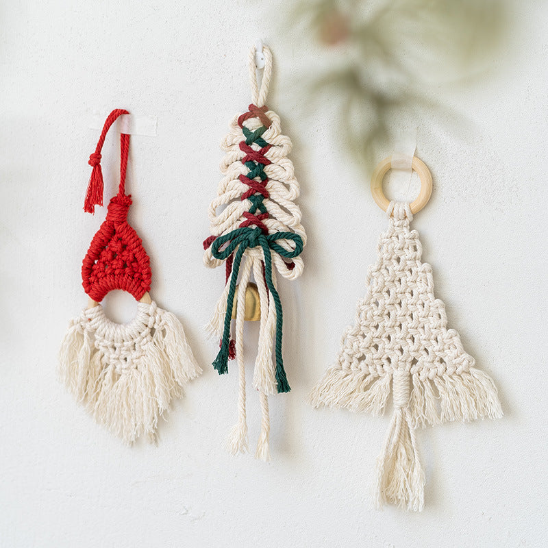 Woven Macrame Christmas Tree Wall Hanging Ornament Bohemian Style Bulk Wholesale