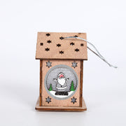 10 Pcs Christmas Glitter Cabin House Ornaments with Cartoon Santa Pendant Artificial Holiday Decorations