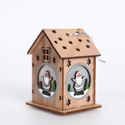 10 Pcs Christmas Glitter Cabin House Ornaments with Cartoon Santa Pendant Artificial Holiday Decorations