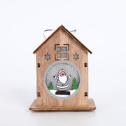 10 Pcs Christmas Glitter Cabin House Ornaments with Cartoon Santa Pendant Artificial Holiday Decorations