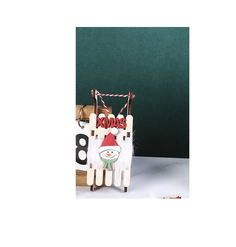 10 Pcs Christmas Sleigh Pendant Ornaments with Elk, Snowman, Santa Claus – Holiday Hanging Decorations for Kids