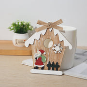 10 Pcs Wooden Snow House Hanging Ornaments with Rope Christmas Decorations Bulk