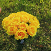 22 Colors Artificial Rose Bush Bouquets for Graves and Memorials, Bulk Wholesale Cemetery Flowers in Vase