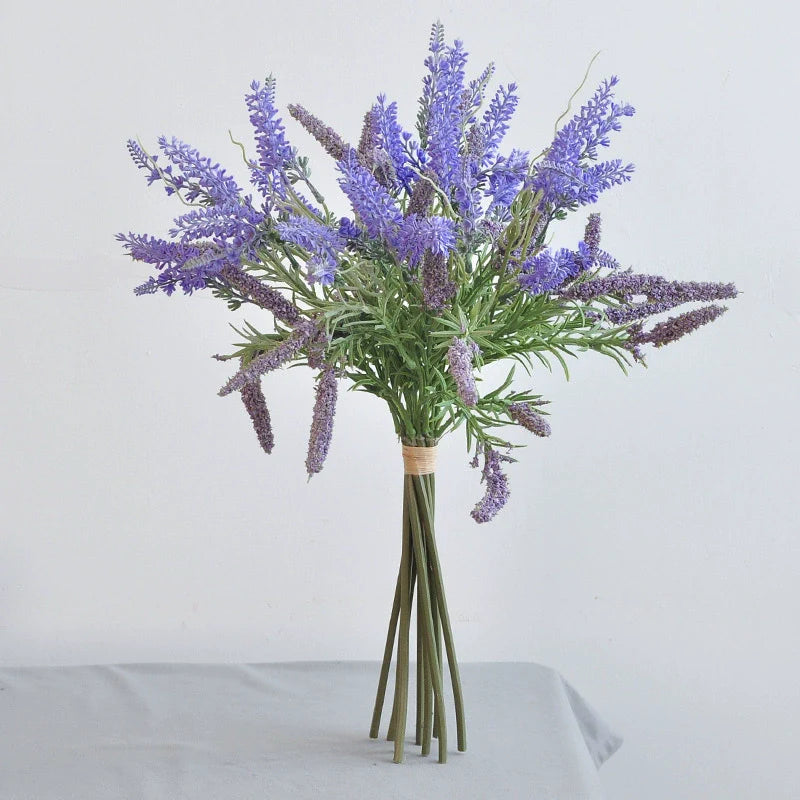 17.7 Inch Artificial Lavender Bouquet, Bulk Faux Lavender Flowers, 1 Bunch