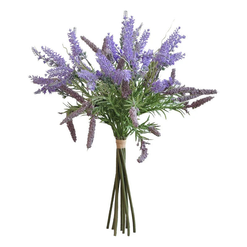 17.7 Inch Artificial Lavender Bouquet, Bulk Faux Lavender Flowers, 1 Bunch