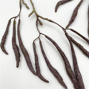 24 Inch Artificial Carob Bean Stems with Lifelike Fruit, 1 Stem, Silk Material