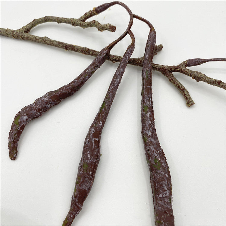 24 Inch Artificial Carob Bean Stems with Lifelike Fruit, 1 Stem, Silk Material
