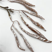 24 Inch Artificial Carob Bean Stems with Lifelike Fruit, 1 Stem, Silk Material