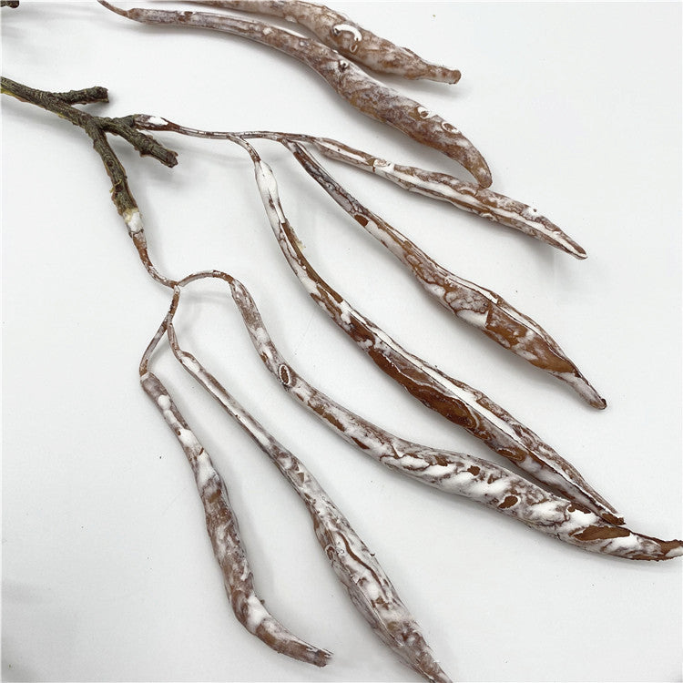 24 Inch Artificial Carob Bean Stems with Lifelike Fruit, 1 Stem, Silk Material