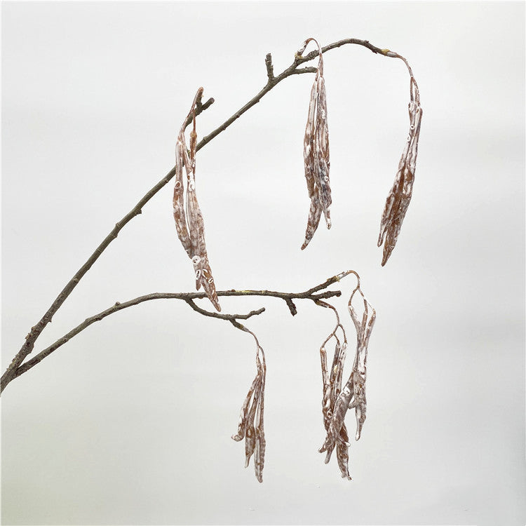 24 Inch Artificial Carob Bean Stems with Lifelike Fruit, 1 Stem, Silk Material