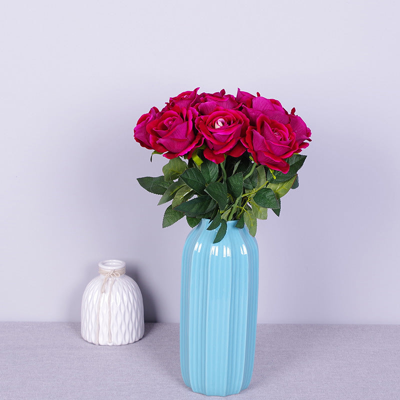 10 Pcs Artificial Silk Roses Bouquet, Bionic Flannel, for Floral Arrangement & Decor