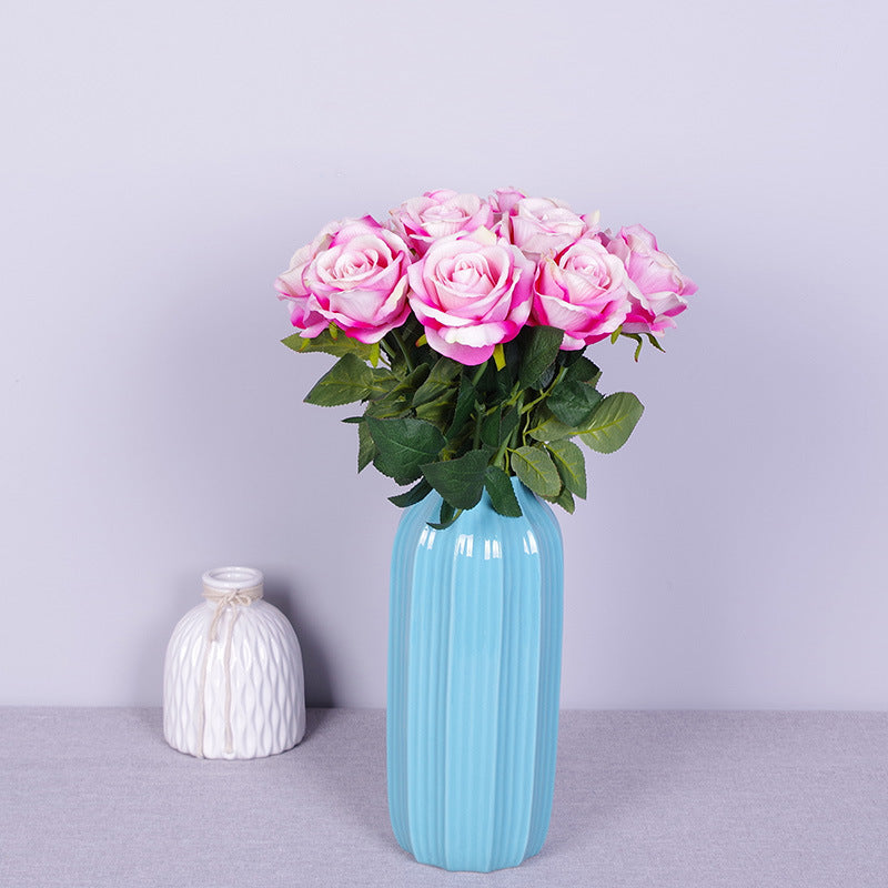 10 Pcs Artificial Silk Roses Bouquet, Bionic Flannel, for Floral Arrangement & Decor