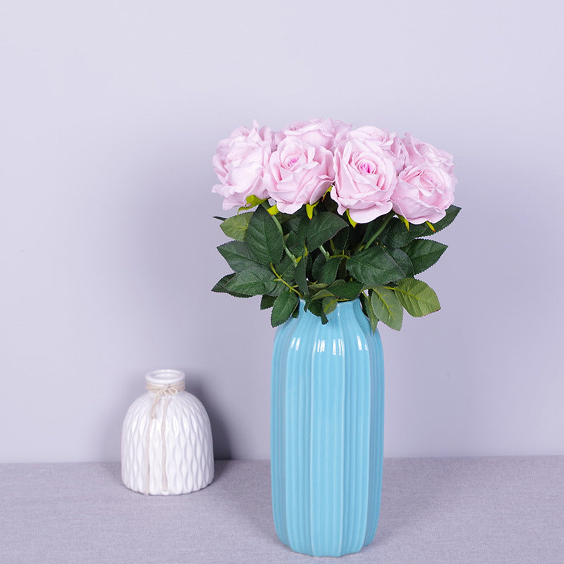 10 Pcs Artificial Silk Roses Bouquet, Bionic Flannel, for Floral Arrangement & Decor