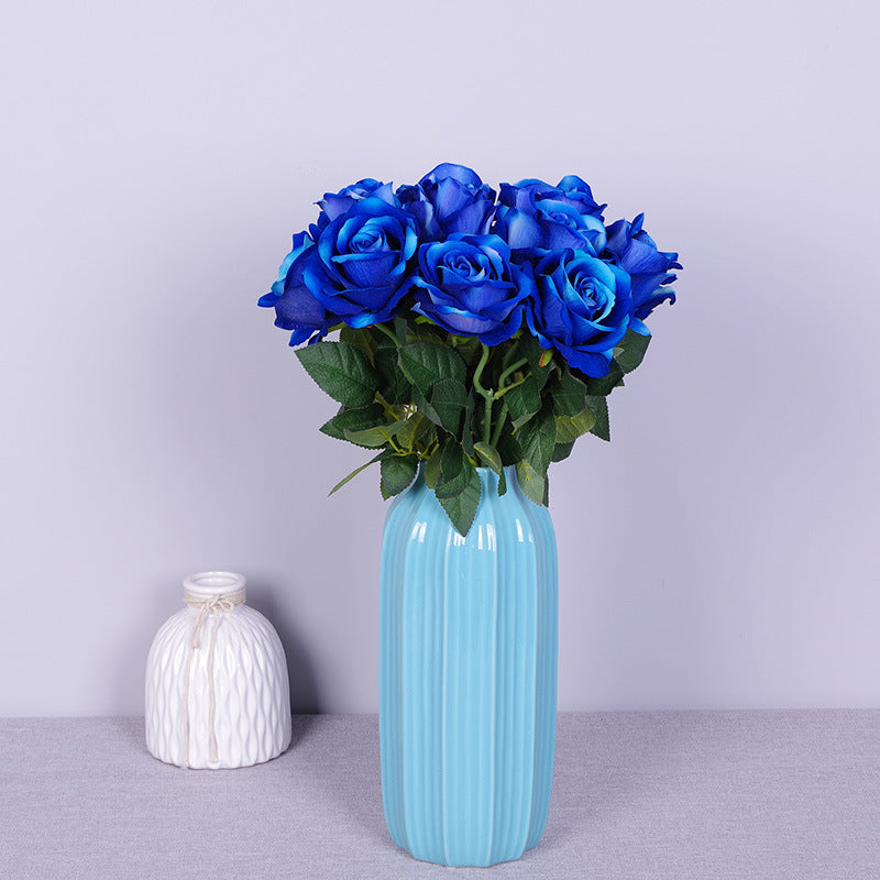 10 Pcs Artificial Silk Roses Bouquet, Bionic Flannel, for Floral Arrangement & Decor