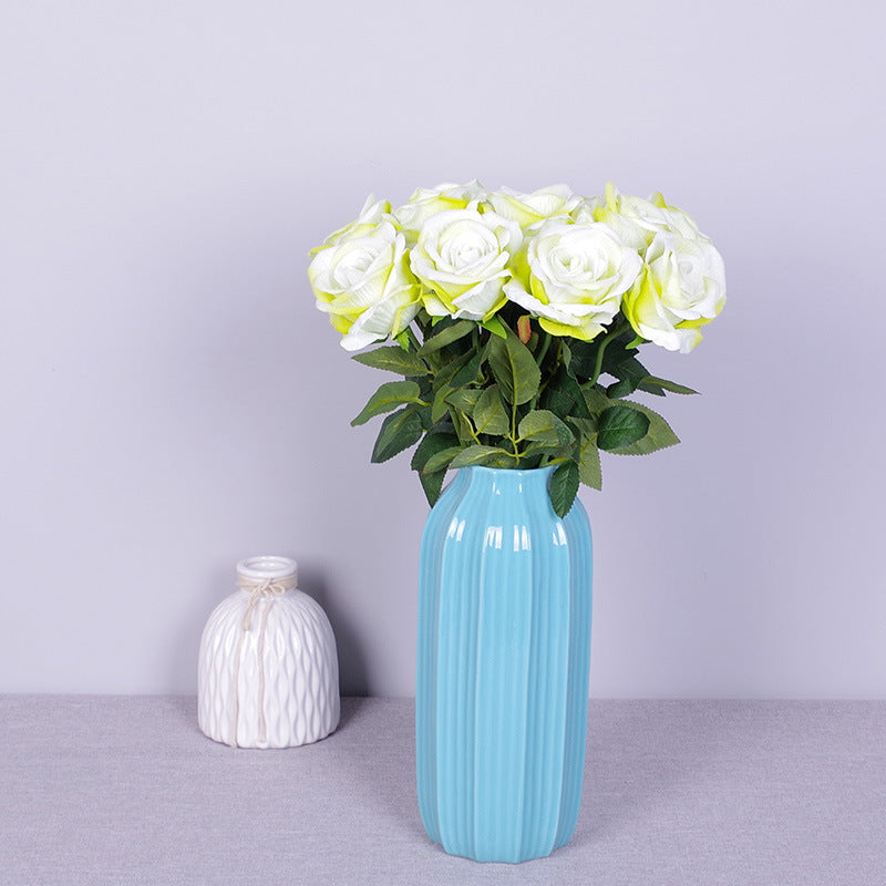 10 Pcs Artificial Silk Roses Bouquet, Bionic Flannel, for Floral Arrangement & Decor