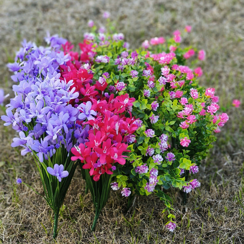 16 Bundles Mixed Artificial Silk Orchid Flowers for Outdoors UV Resistant Bulk Wholesale
