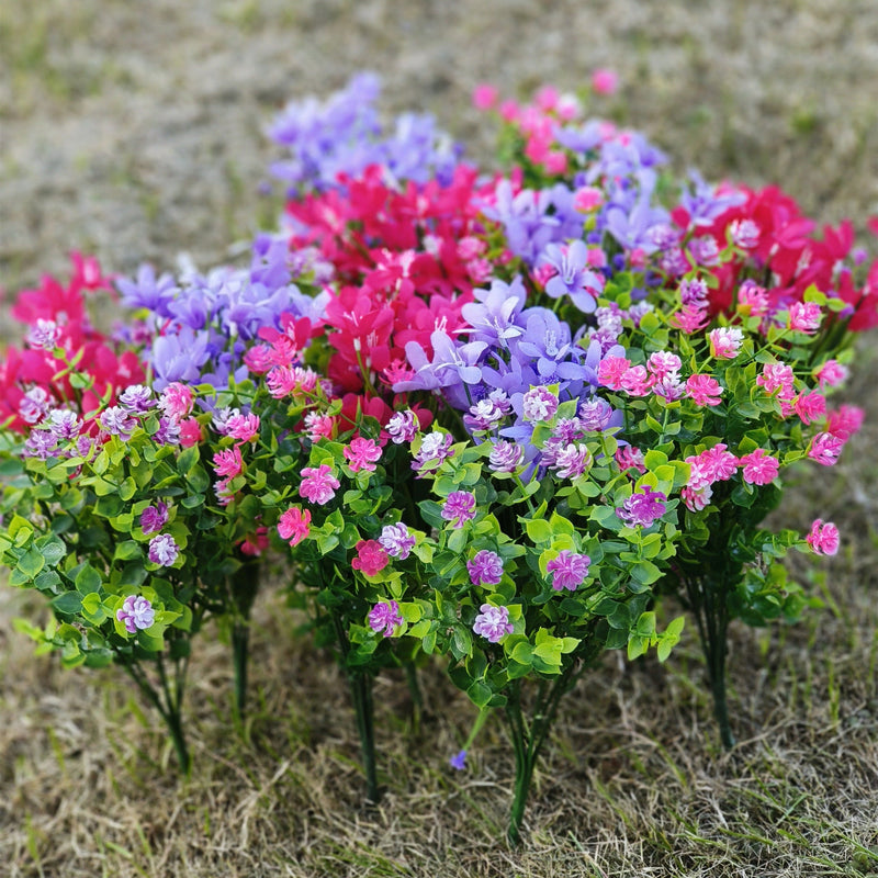16 Bundles Mixed Artificial Silk Orchid Flowers for Outdoors UV Resistant Bulk Wholesale