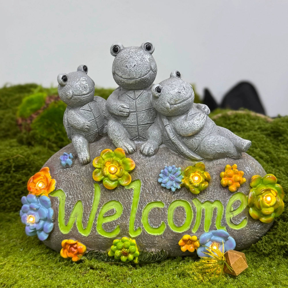 Bunny Family Welcome Garden Decor - Outdoor Patio Cute Yard Accent