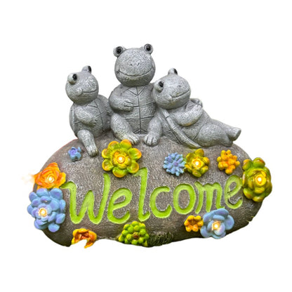 Bunny Family Welcome Garden Decor - Outdoor Patio Cute Yard Accent