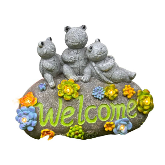 Bunny Family Welcome Garden Decor - Outdoor Patio Cute Yard Accent