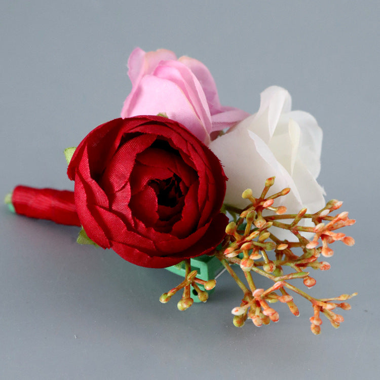 Burgundy Peony Boutonnieres Bulk Pack Artificial Silk Flowers 12 Pcs
