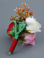 Burgundy Peony Boutonnieres Bulk Pack Artificial Silk Flowers 12 Pcs