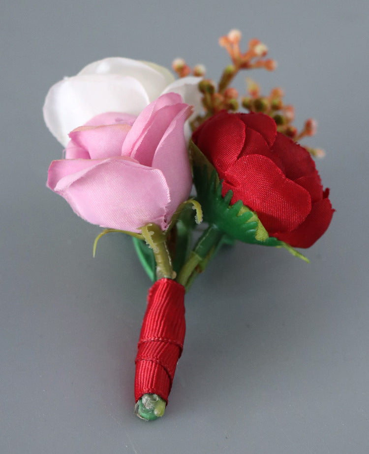 Burgundy Peony Boutonnieres Bulk Pack Artificial Silk Flowers 12 Pcs