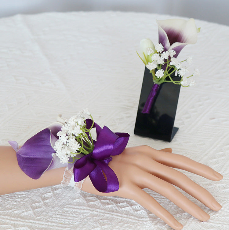 Purple Calla Lily Wrist Corsage 10 Pcs Handmade Artificial Flowers