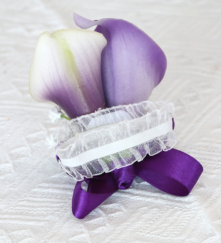 Purple Calla Lily Wrist Corsage 10 Pcs Handmade Artificial Flowers