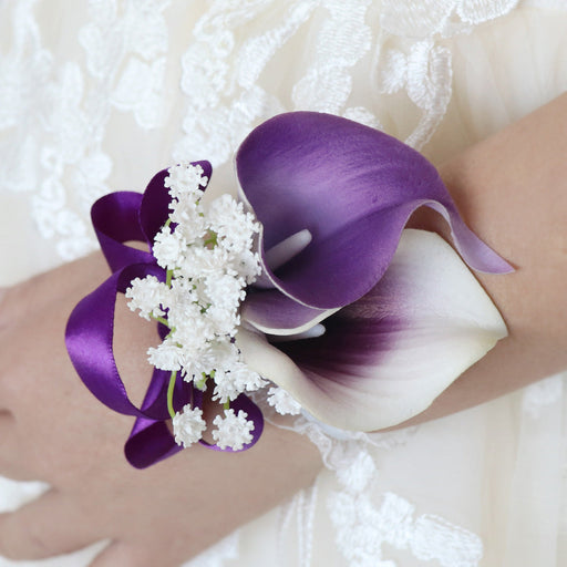 Purple Calla Lily Wrist Corsage 10 Pcs Handmade Artificial Flowers