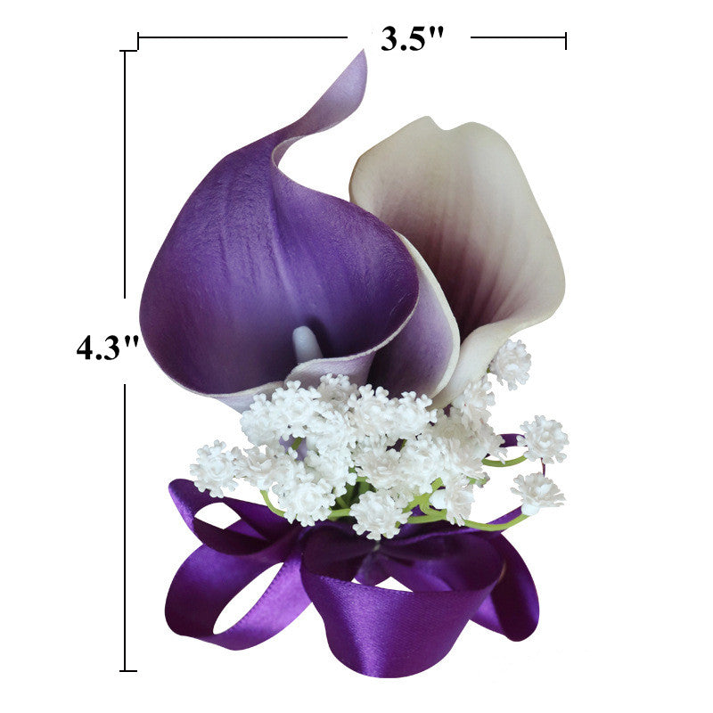 Purple Calla Lily Wrist Corsage 10 Pcs Handmade Artificial Flowers